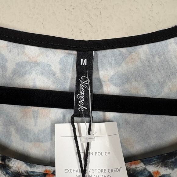 Viereck Medium Lyfie in Lunch Sheath Mini Dress Blue Orange Geometric Belted - Picture 7 of 9